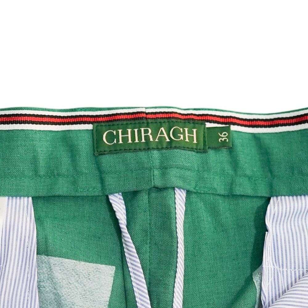 Mens 36 Emerald Green Cotton Slim Fit Flat Front Dress Pants Handmade Trousers - Picture 5 of 7